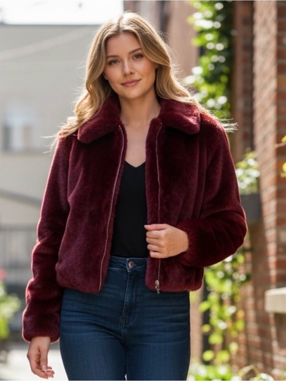 Christian Siriano Brown Teddy Jacket